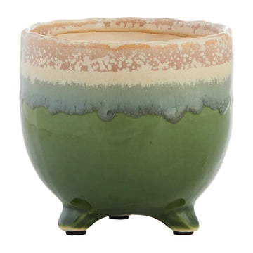 Catcci Indoor Green Ombre Footed Ceramic Pot, Small